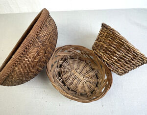 Woven Baskets Home Decor Set Of 3 Rustic Country Decorative Natural Coastal Boho